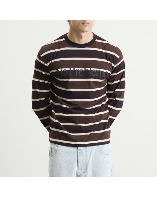 No Problemo Black Logo Striped Long Sleeve T-Shirt for men
