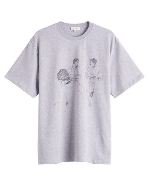 J.W. Anderson Purple Cafe Scene Printed T-Shirt for men