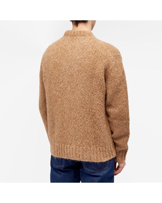 Norse Projects Brown Rasmus Relaxed Flame Alpaca Crew Knit for men