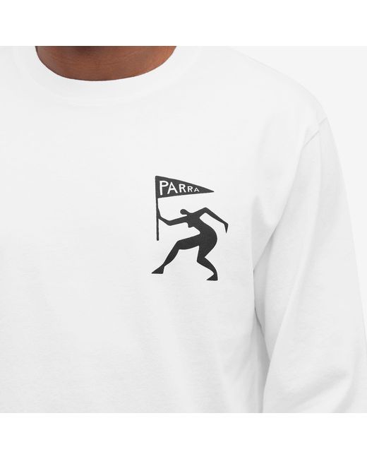 by Parra White Neurotic Flag Long Sleeve T-Shirt for men