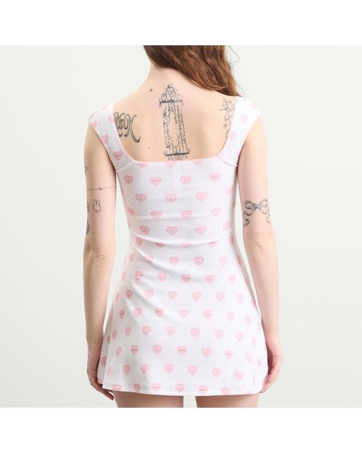 Skims White Pointelle Cap Sleeve Mini Dress