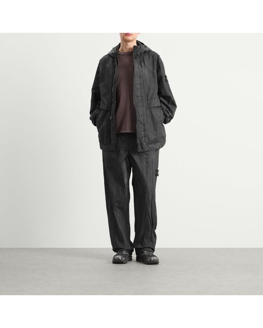 Stone Island Gray Dense Nylon-Tc Hand Sprayed Reflective Trousers for men