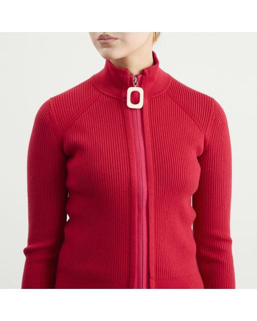 J.W. Anderson Red Fitted Zip Up Cardigan