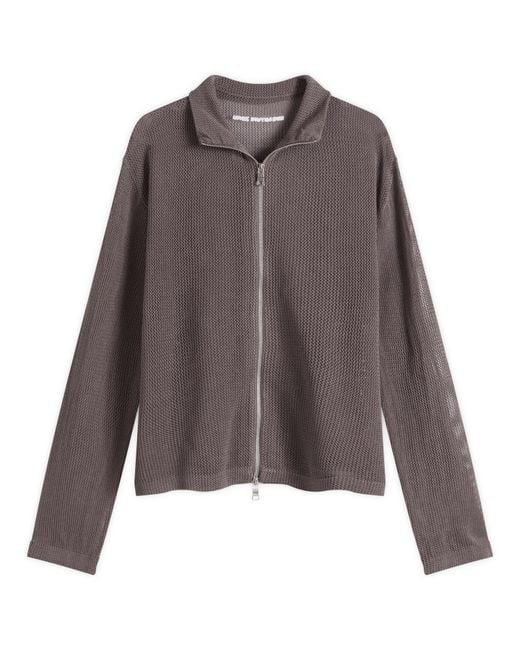 MKI Miyuki-Zoku Brown Linen Loose Knit Track Jacket for men