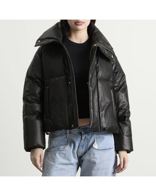 Maison Margiela Black Mm6 Faux Leather Padded Jacket