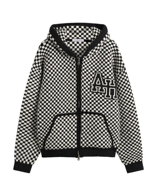 Annie Hood Black Checked Knitted Jacket for men