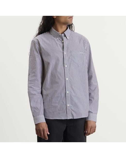 A.P.C. Blue New Greg Stripe Poplin Shirt for men