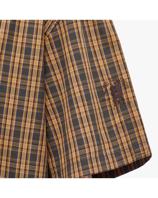 Acne Brown Samir Short Sleeve Micro Check Shirt for men