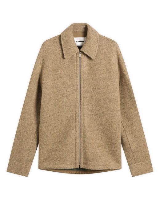 Jil Sander Natural Felted Wool Melange Zip Up for men