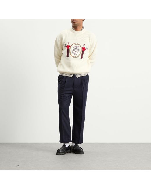 Drole de Monsieur White Drole De Monsieur Jacquard Groom Knit Jumper for men