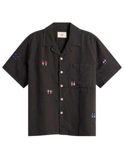 Folk Black Presented By End. Relaxed Soft Collar Vacation Shirt for men