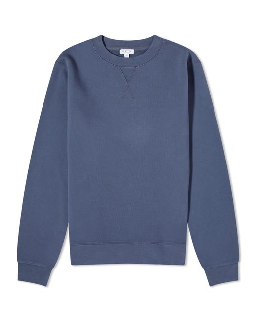 Sunspel Blue Loopback Crew Sweater for men