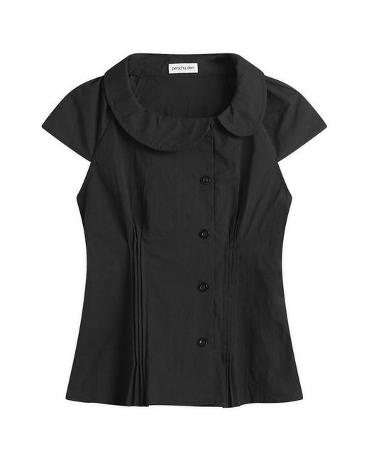 Peachy Den Black Missy Asymmetric Blouse