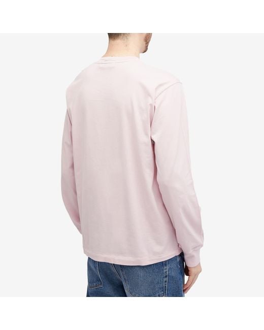 Stone Island Pink Long Sleeve Patch T-Shirt for men