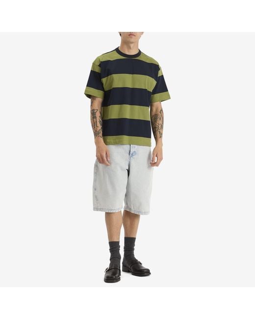 YMC Blue Triple Stripe T-Shirt for men