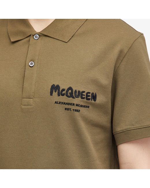 Alexander McQueen Graffiti Logo Polo Shirt in Green for Men Lyst UK