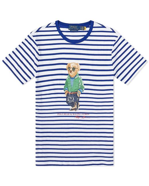 Polo Ralph Lauren Cotton Striped Beach Bear T-shirt in Blue for Men - Lyst
