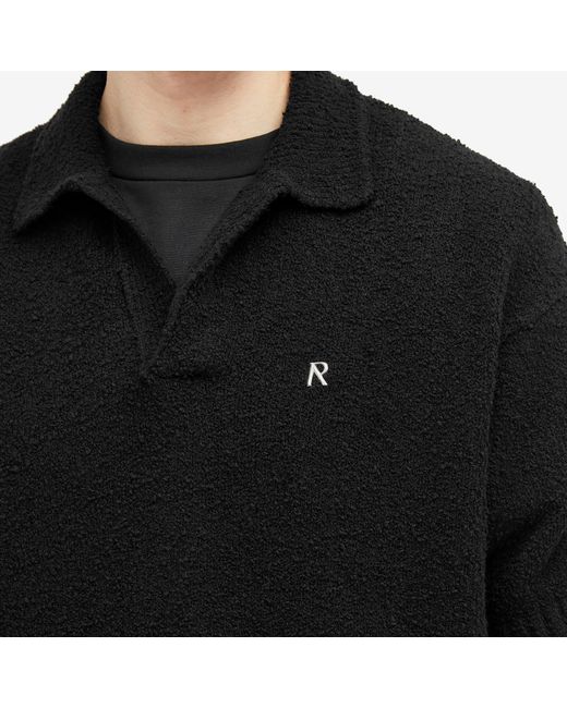 Represent Black Boucle Textured Knit Polo Shirt for men