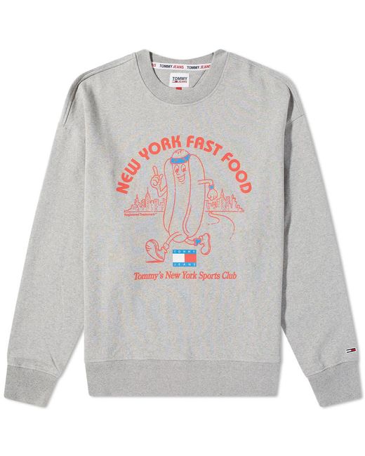 Tommy Hilfiger New York Fast Food Crew Sweat in Grey for Men | Lyst UK