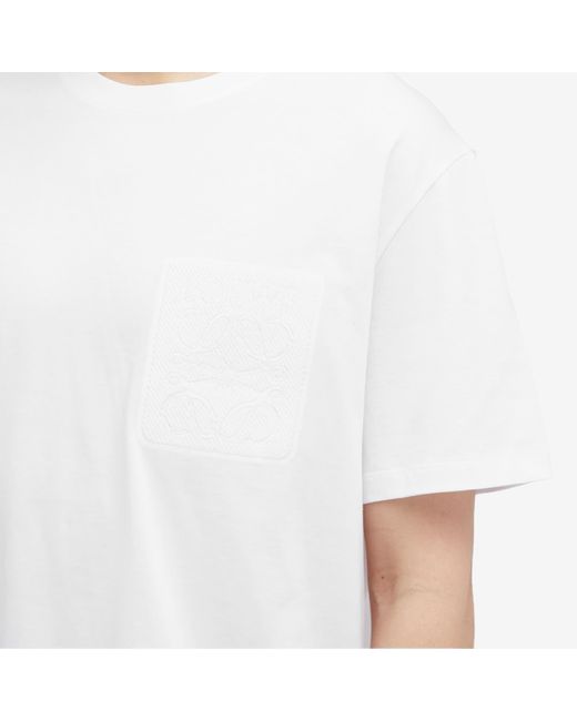 Loewe White Anagram Fake Pocket T-Shirt for men