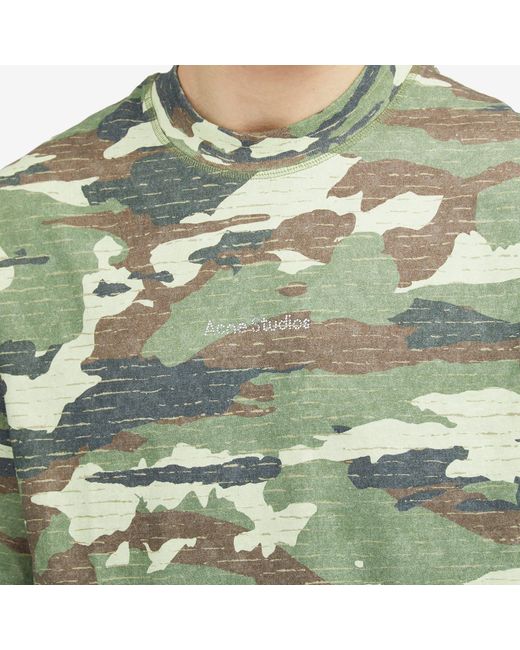 Acne Green Extorr Stamp Archipelago T-Shirt for men