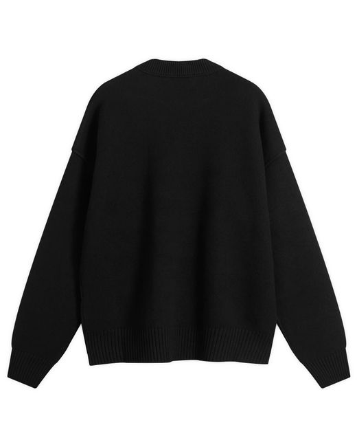 AMI Black Felted Merino Wool Knit Adc Crew Neck Jumper for men