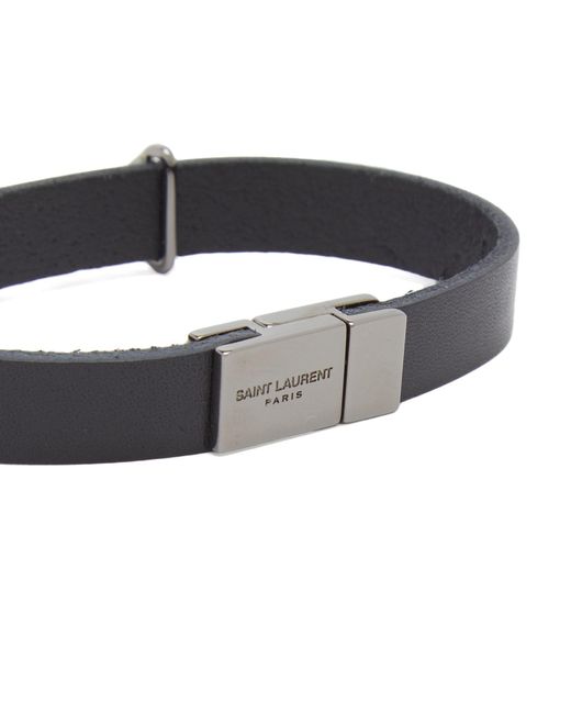 Saint Laurent Brown Ysl Leather Bracelet for men