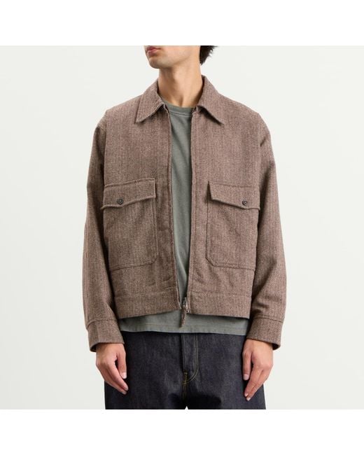 Universal Works Brown Wool Herringbone S130 Jacket for men