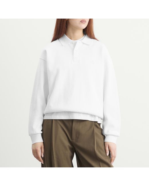 DUNST White Leather Logo Collared T-Shirt