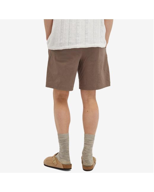Wax London Brown Linton Pleat Seersucker Shorts for men