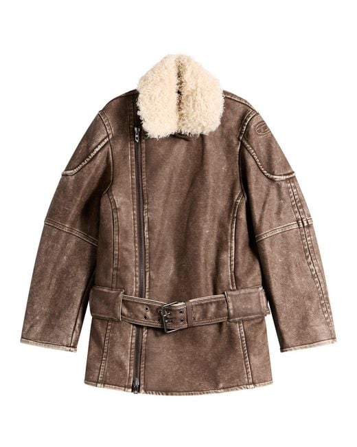 DIESEL Brown G-Eyser Faux Shearling Coat