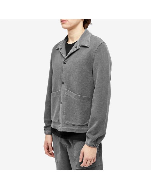 Save Khaki Gray Twill Terry Snap Front Jacket for men