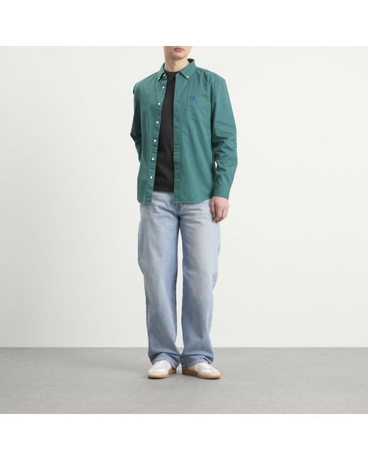 Fred Perry Green Washed Twill Shirt for men