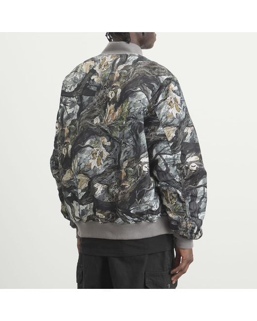 A Bathing Ape Gray Tree Edge Camo Bomber Jacket for men