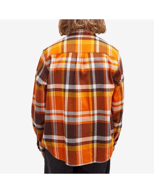 A Bathing Ape Orange Checked Overshirt for men