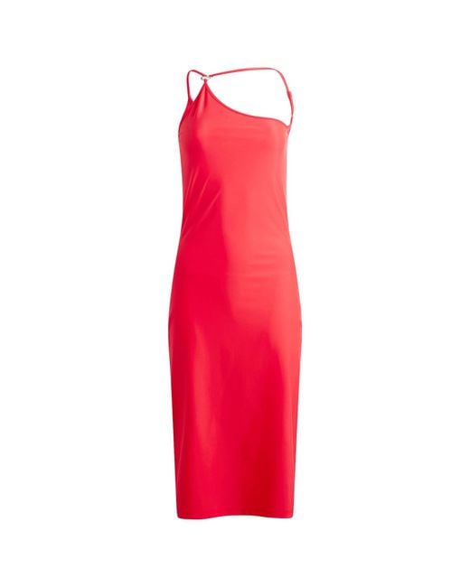 Coperni Red C-Logo One Shoulder Dress