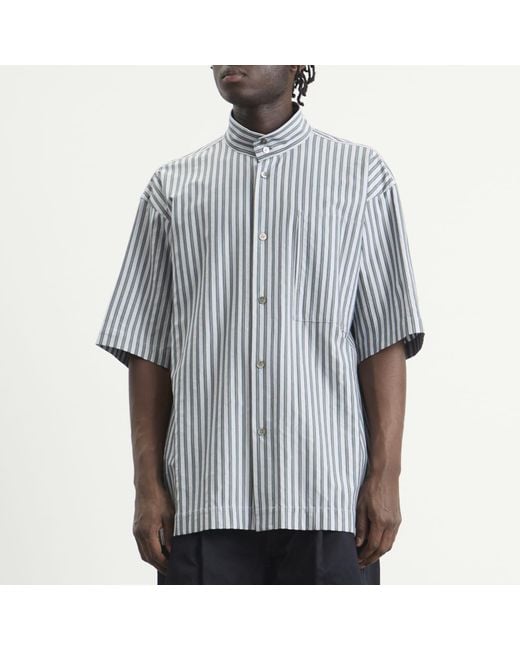 Homme Plissé Issey Miyake Gray Stripe Short Sleeve Shirt for men