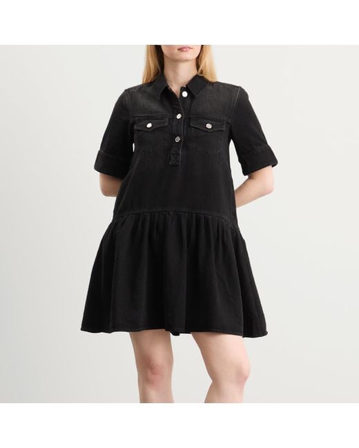 Ganni Black Soft Rigid Denim Mini Dress