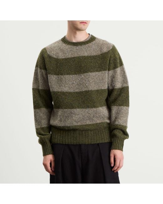 YMC Green Suedehead Stripe Jumper for men