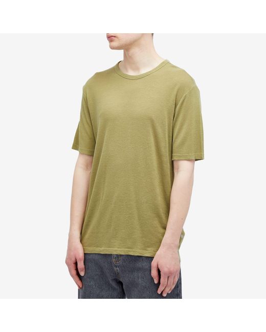 Officine Generale Green Officine Générale Pigment Dyed Linen T-Shirt for men