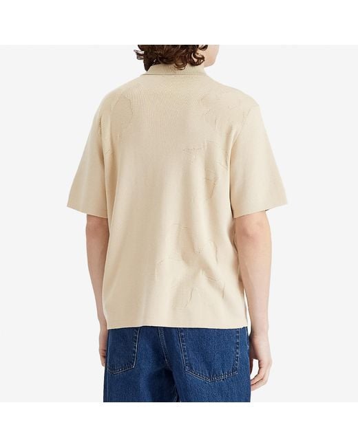 Paul Smith Natural Tonal Flower Knit Polo Shirt for men