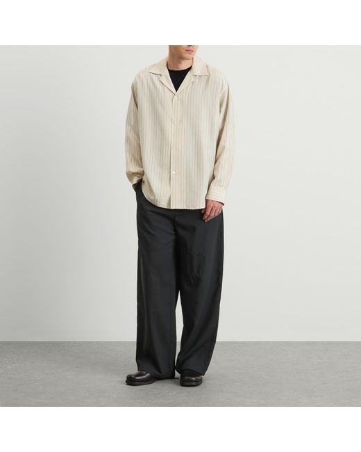 AMI Gray Light Wool Twill Elastic Pants for men