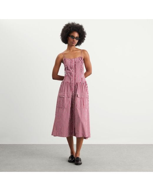 Damson Madder Faith Midi Dress in Pink | Lyst