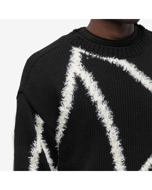 ANDERSSON BELL Black Reims Intarsia Crew Sweater for men