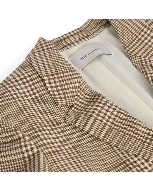 AMI Brown Prince Of Wales Wool Blazer for men