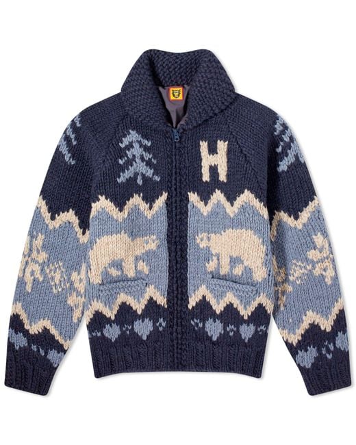 Human Made Blue Polar Bear Cowichian Cardigan for men