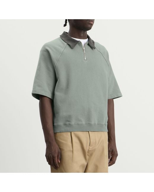 BOUND Gray Snow Wash Jersey Half Zip Polo for men