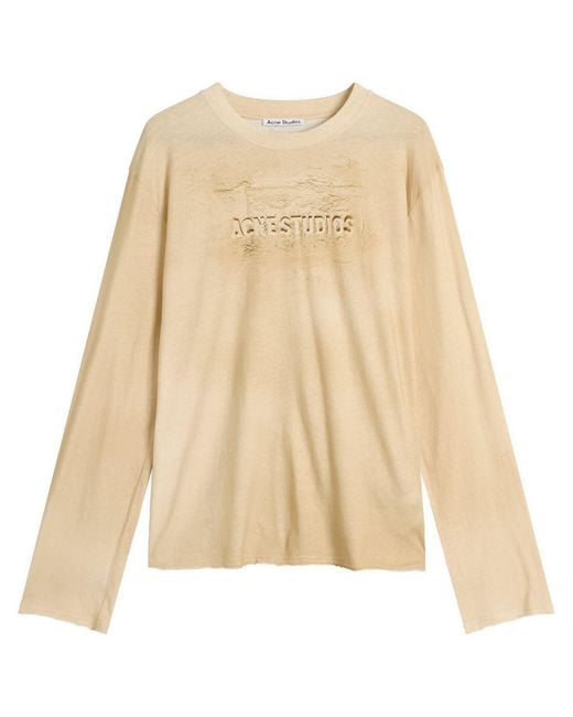 Acne Natural Long Sleeve Faded Logo T-Shirt for men