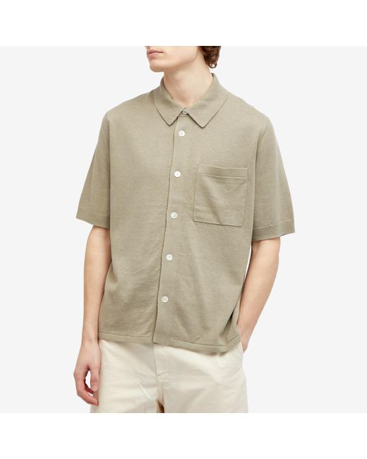 Norse Projects Natural Rollo Cotton Linen Short Sleeve Shirt for men