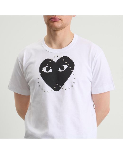 COMME DES GARÇONS PLAY White Studded Large Heart T-Shirt for men